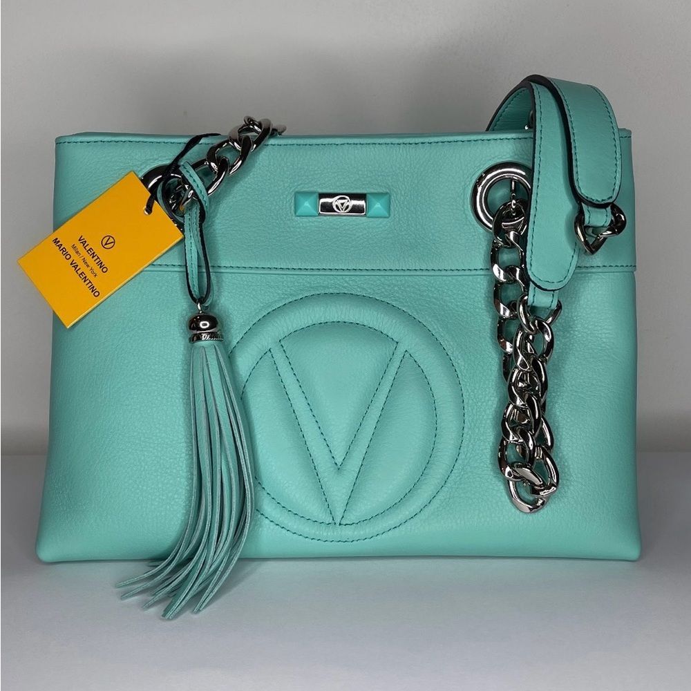 Mario Valentino Aqua Leather Shoulder Bag
